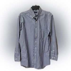 Blue and white striped button down dress shirt by Chaps.